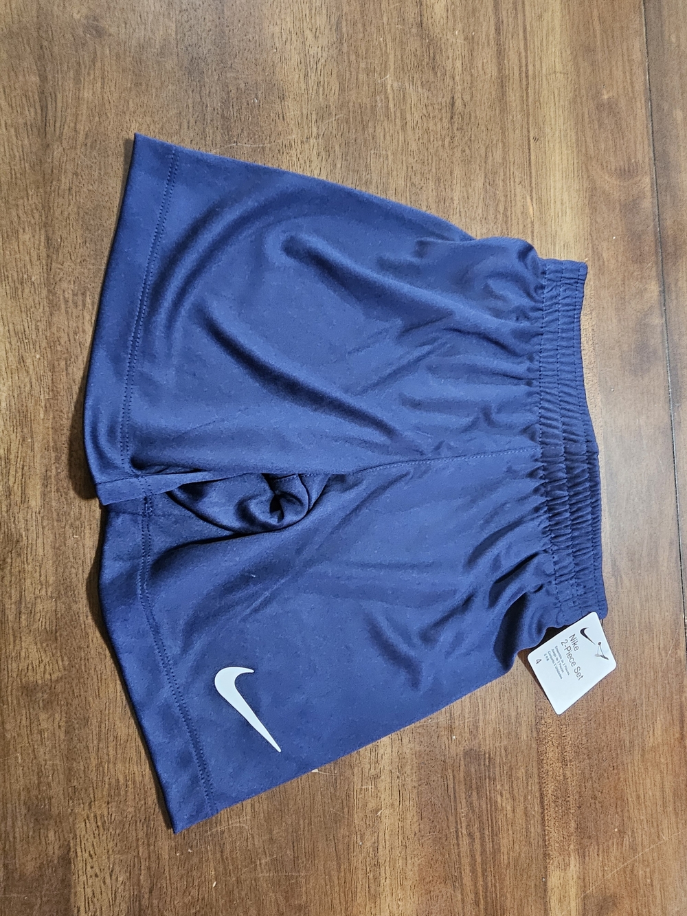 Nike Dark Blue Athletic Shorts with White Swoosh